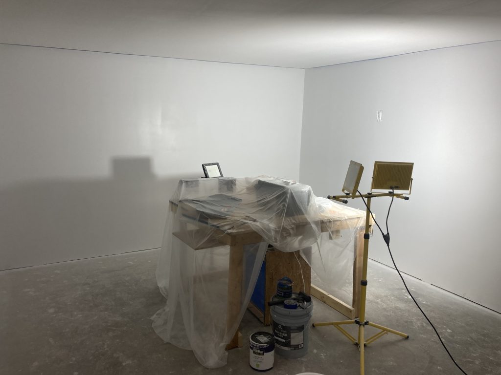 Level 5 finish applied by the homeowner using our high build primer sprayer