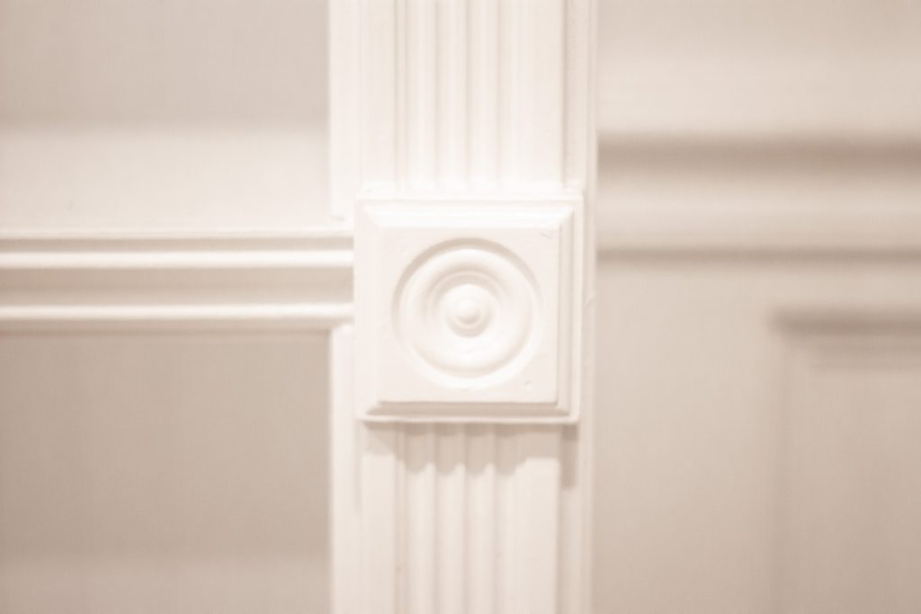 Close detail of the finished built-in bookcase