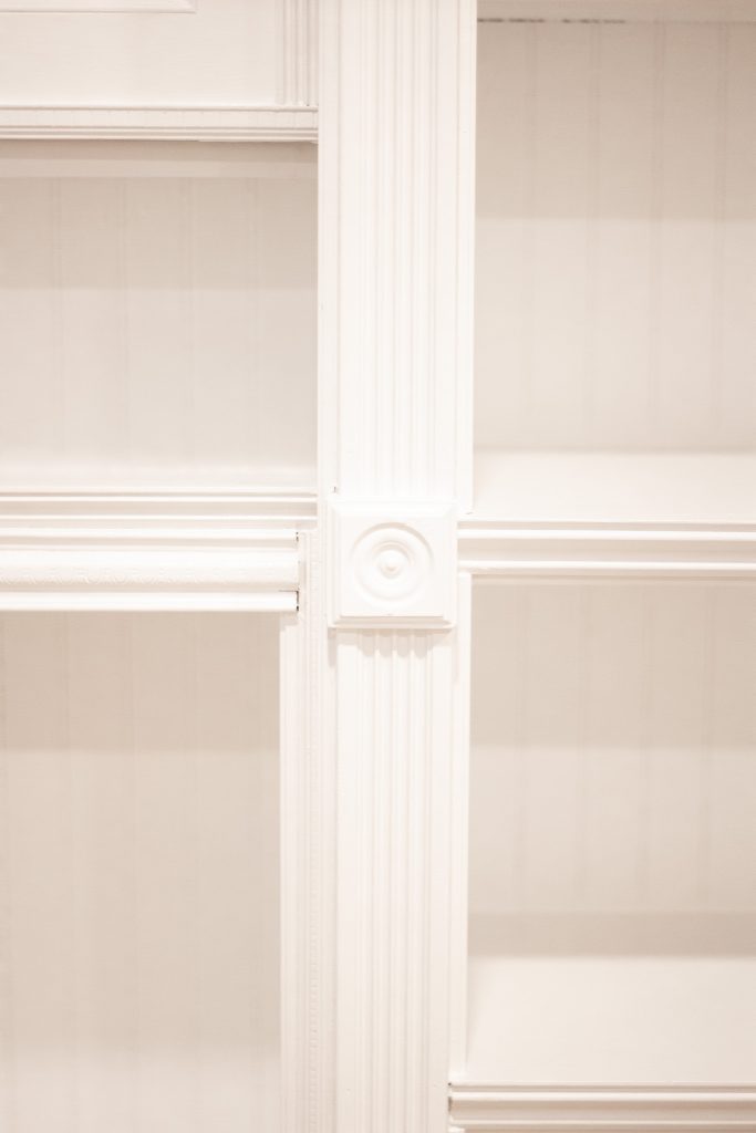Detail of the finished trim and moulding work in the office
