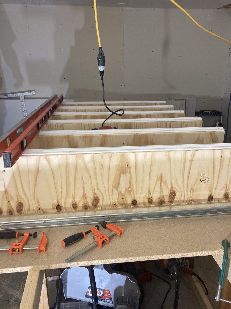 Test fitting the completed bookcase assembly